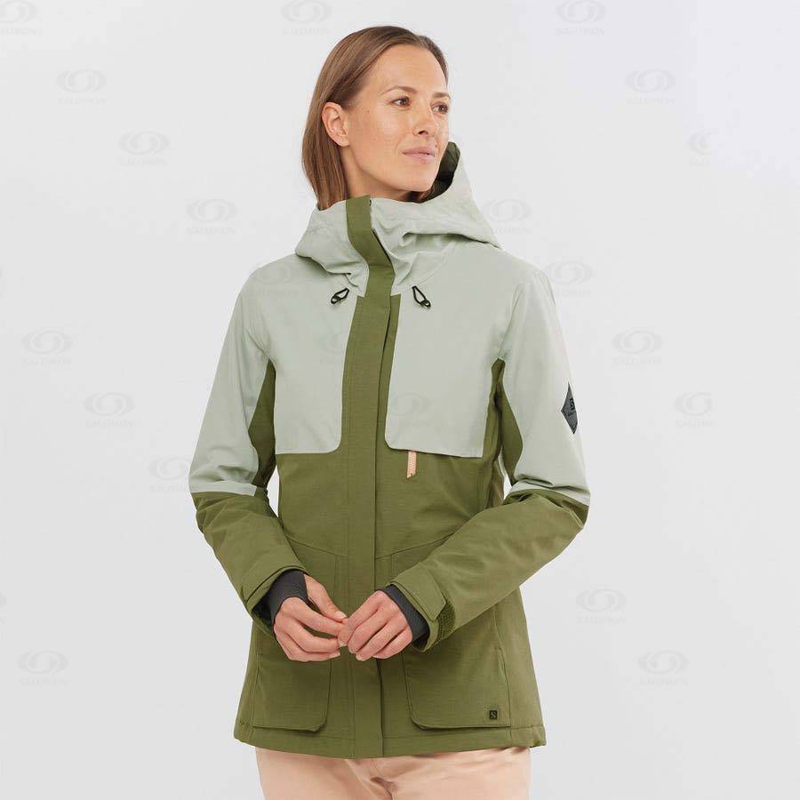 Olive Women's Salomon PROOF LIGHT Ski Jackets | USA-L1473