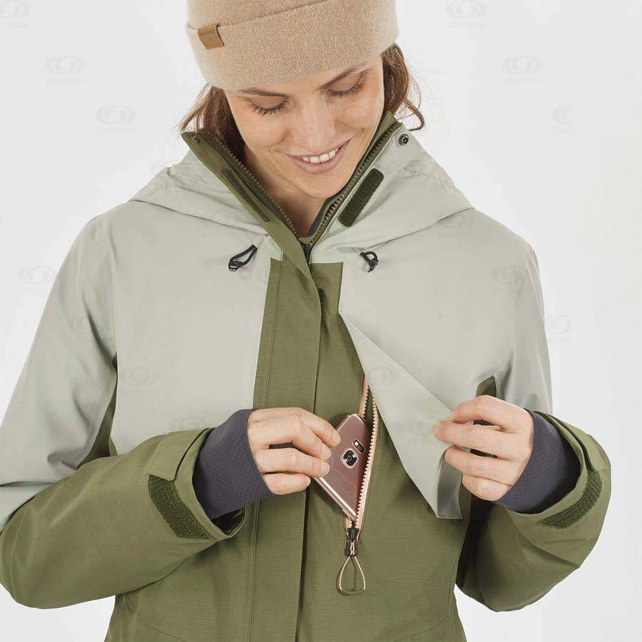 Olive Women's Salomon PROOF LIGHT Ski Jackets | USA-L1473