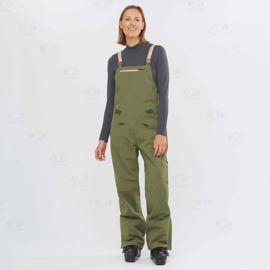 Olive Women's Salomon STANCE 3L BIB Ski Pants | USA-L1739