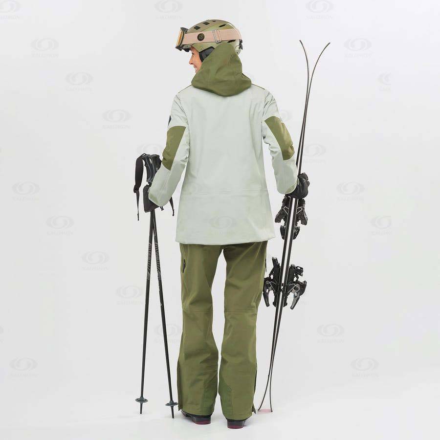 Olive Women's Salomon STANCE 3L BIB Ski Pants | USA-L1739