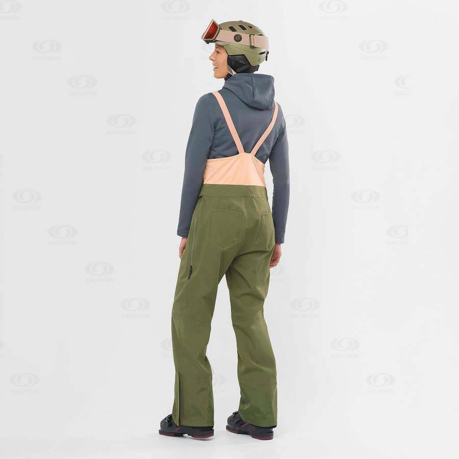 Olive Women's Salomon STANCE 3L BIB Ski Pants | USA-L1739