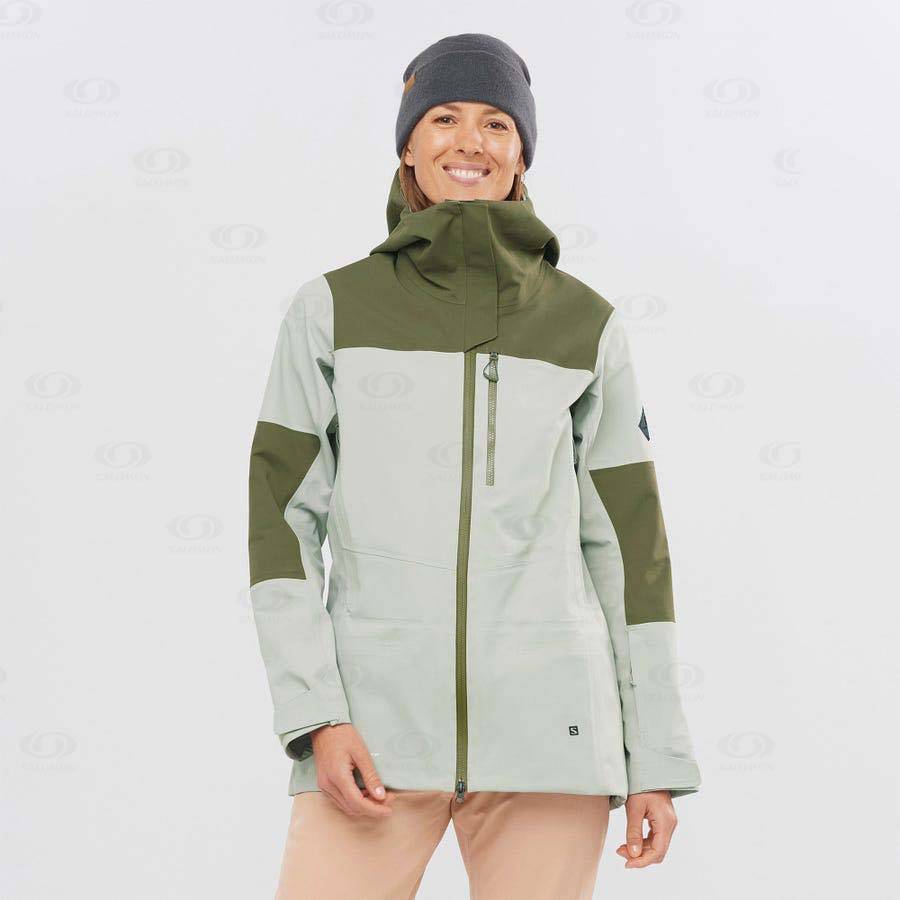 Olive Women's Salomon STANCE 3L Ski Jackets | USA-M1783