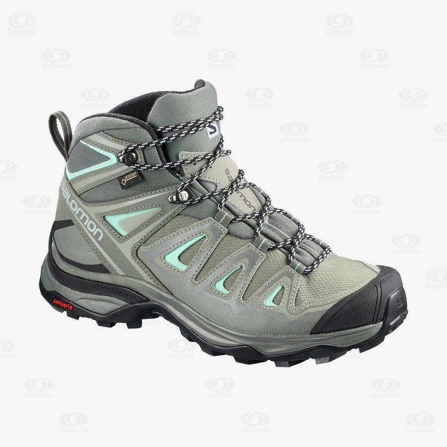 Olive Women\'s Salomon X ULTRA 3 MID GORE-TEX Waterproof Shoes | USA-N1540