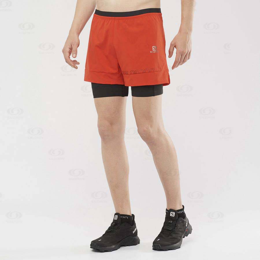 Orange Men's Salomon CROSS 2IN1 Shorts | USA-A1934