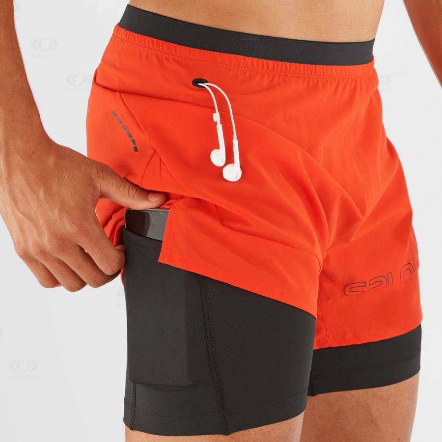 Orange Men's Salomon CROSS 2IN1 Shorts | USA-A1934