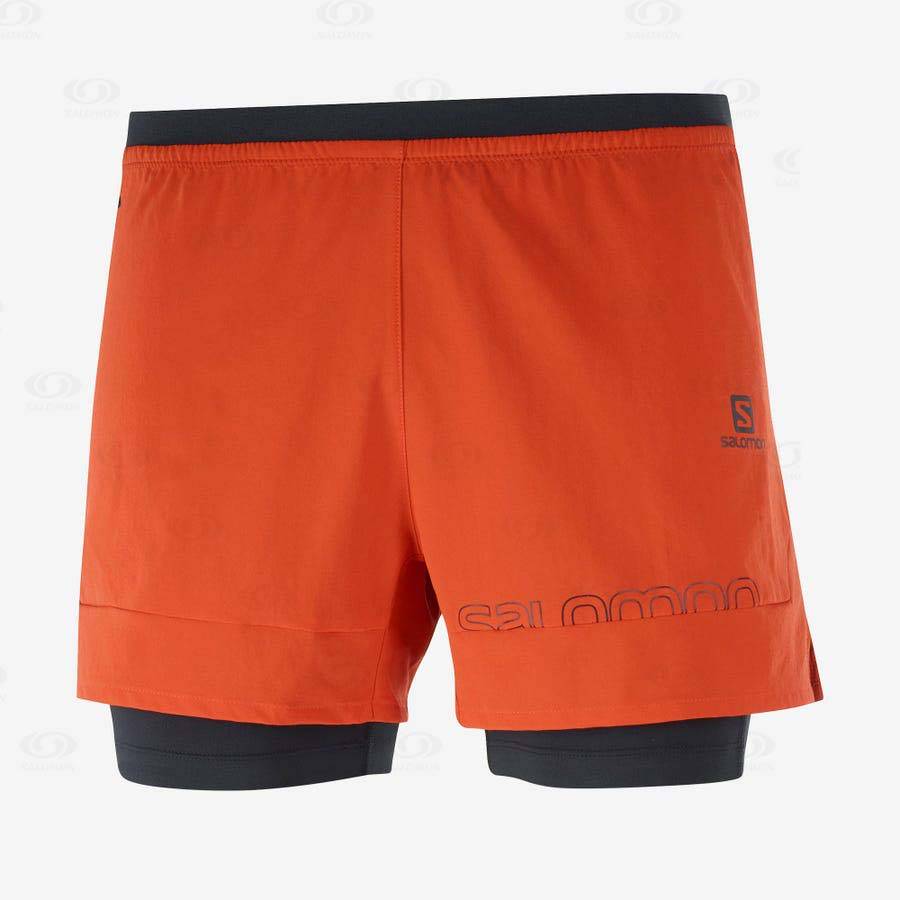 Orange Men\'s Salomon CROSS 2IN1 Shorts | USA-A1934