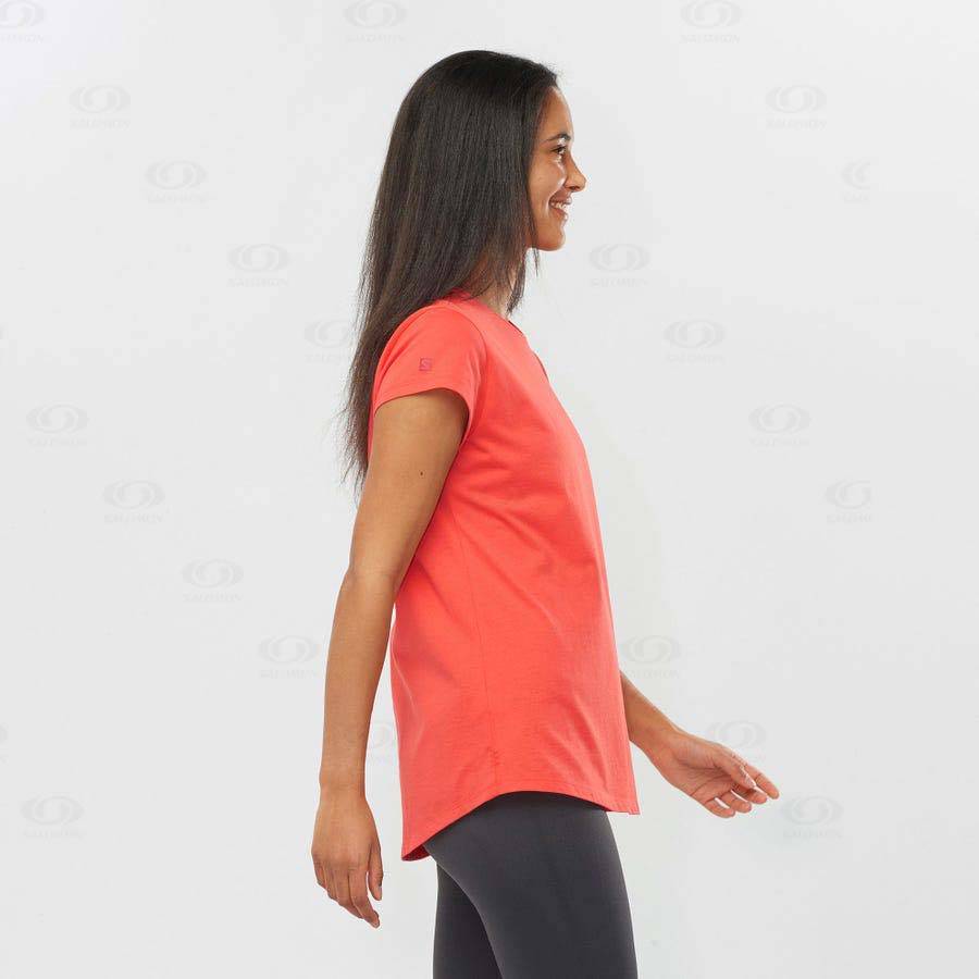 Orange Women's Salomon OUTLIFE SCOOP HEM TEE W T Shirts | USA-O1126