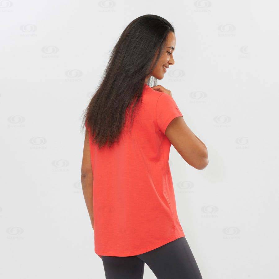 Orange Women's Salomon OUTLIFE SCOOP HEM TEE W T Shirts | USA-O1126