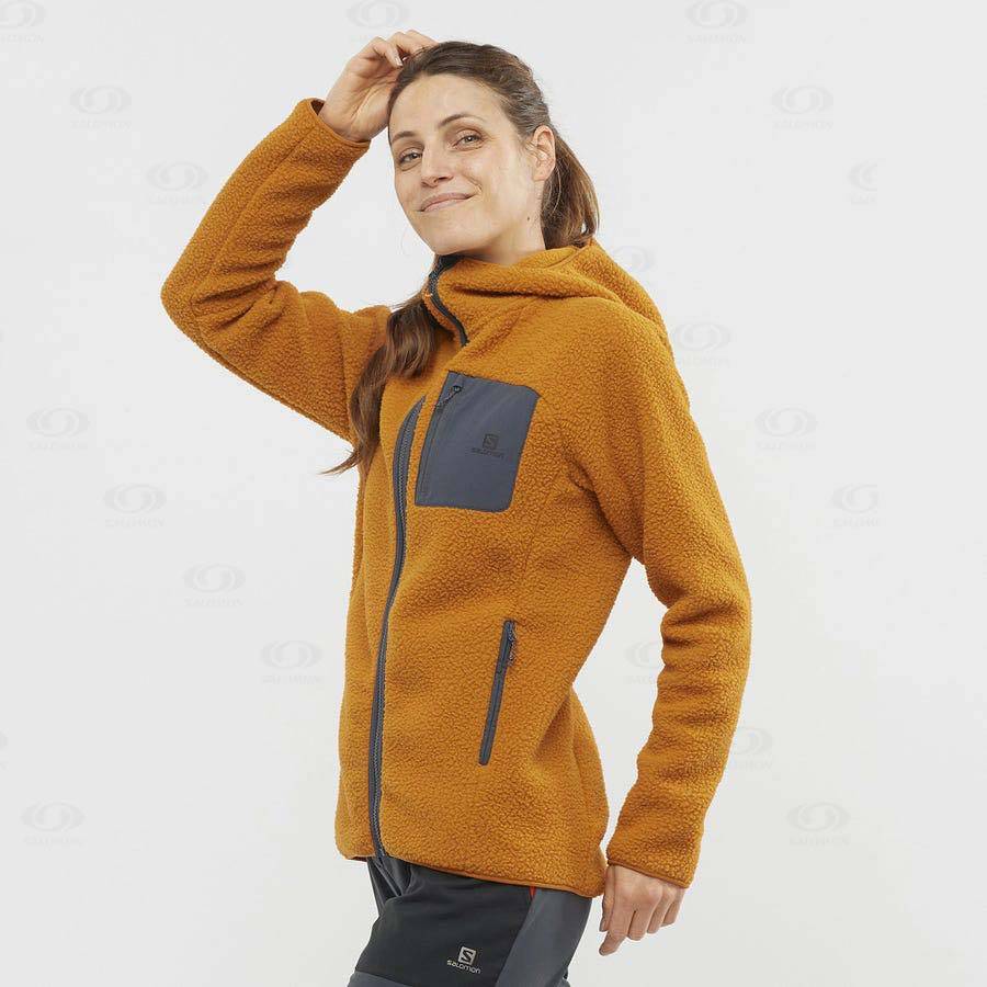 Orange Women's Salomon OUTLINE WARM TEDDY Hoodie | USA-M1951