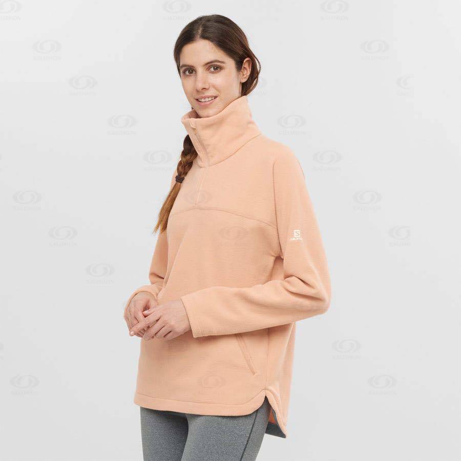 Pink Women's Salomon ESSENTIAL COSY FLEECE Hoodie | USA-O2113