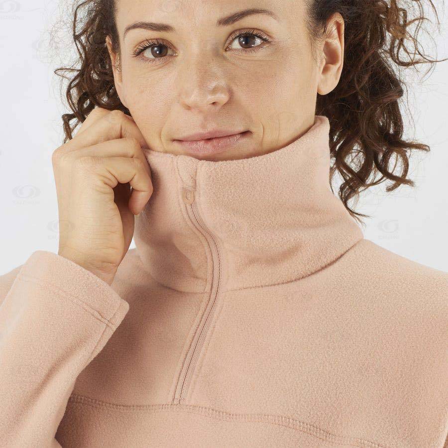 Pink Women's Salomon ESSENTIAL COSY FLEECE Hoodie | USA-O2113