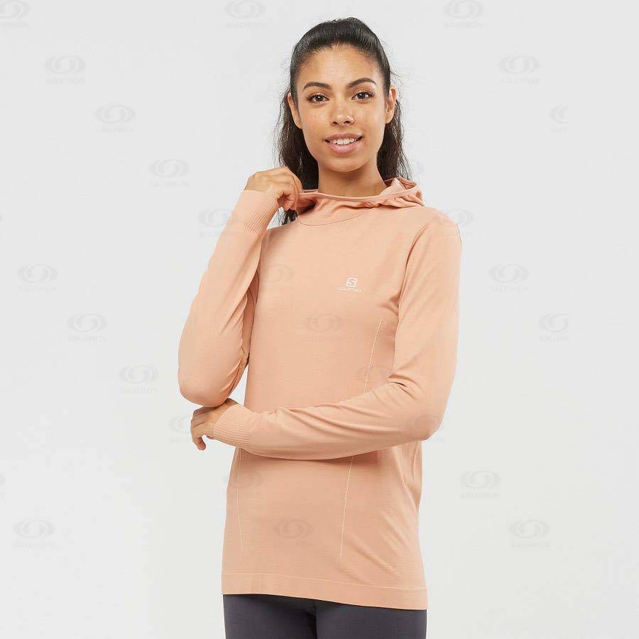 Pink Women's Salomon ESSENTIAL SEAMLESS Hoodie | USA-S1884