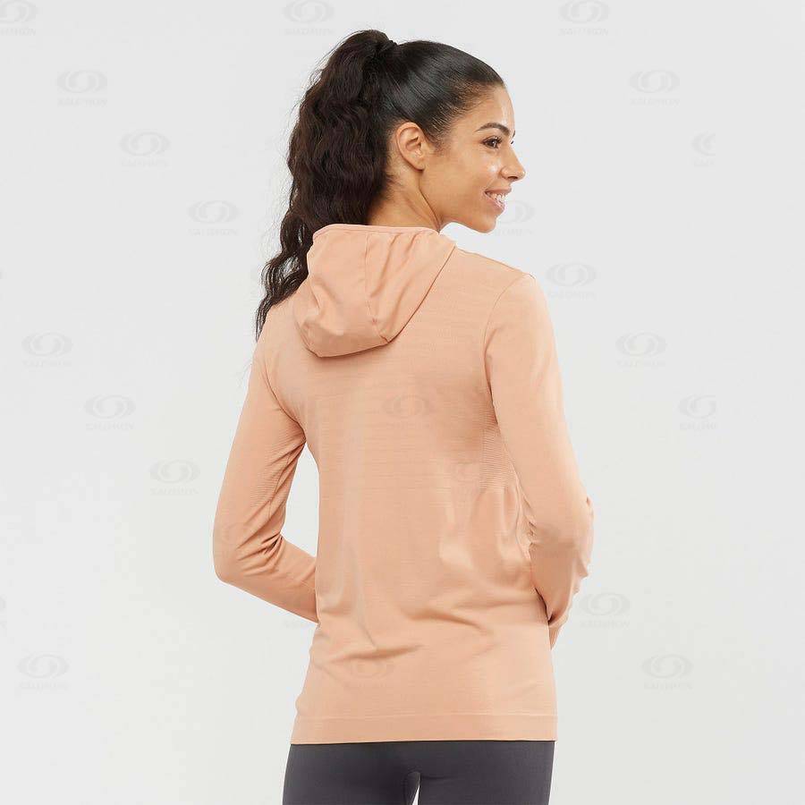 Pink Women's Salomon ESSENTIAL SEAMLESS Hoodie | USA-S1884