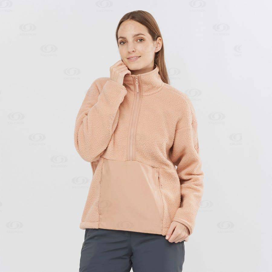 Pink Women's Salomon SNOWSHELTER TEDDY Hoodie | USA-A1871