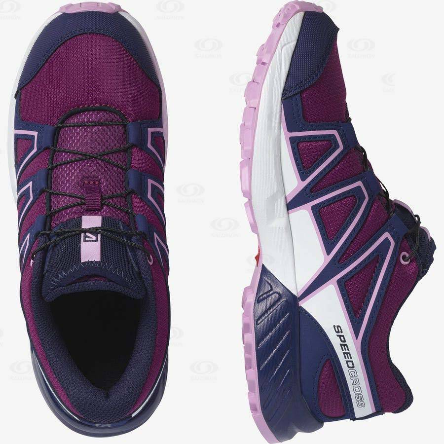 Purple / Blue Kids' Salomon SPEEDCROSS Trail Running Shoes | USA-M1426