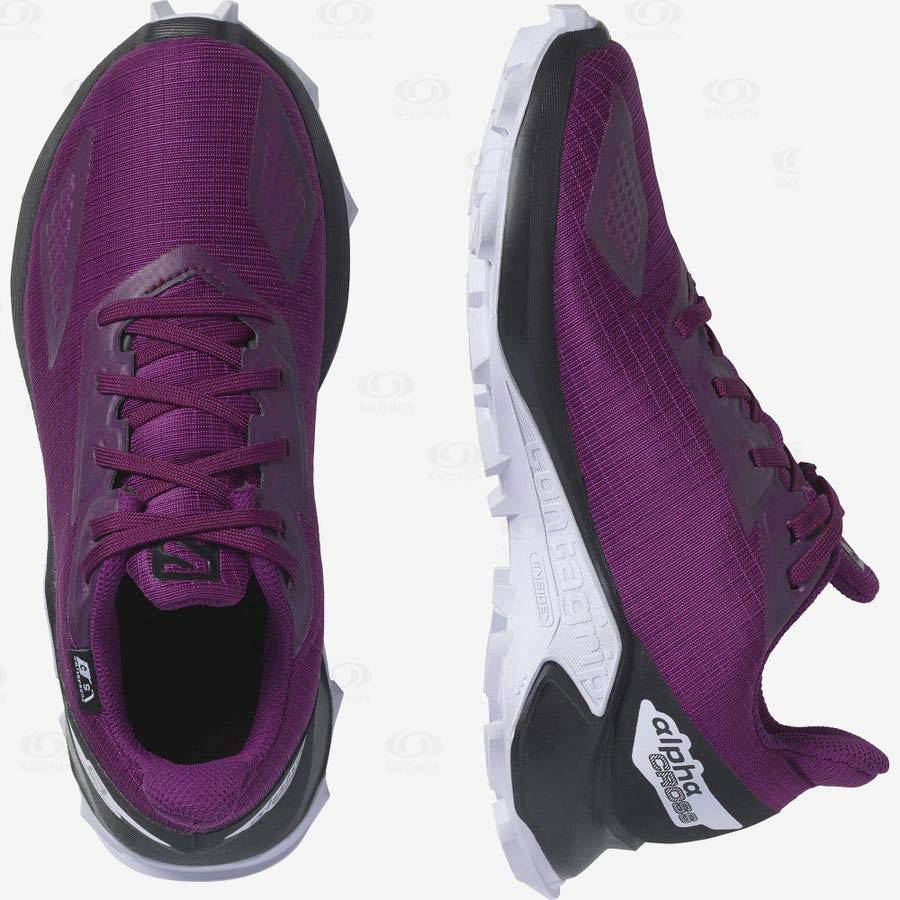 Purple Kids' Salomon ALPHACROSS BLAST CLIMASALOMON™ WATERPROOF Trail Running Shoes | USA-S1275