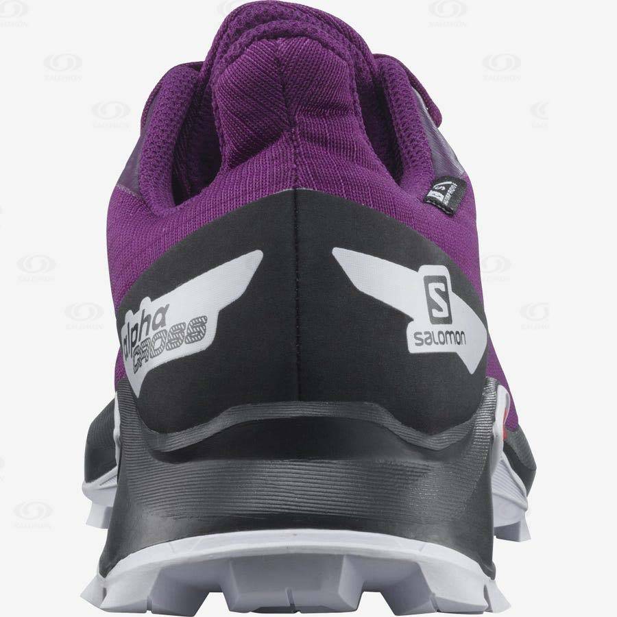 Purple Kids' Salomon ALPHACROSS BLAST CLIMASALOMON™ WATERPROOF Trail Running Shoes | USA-S1275