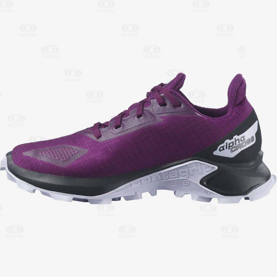 Purple Kids' Salomon ALPHACROSS BLAST CLIMASALOMON™ WATERPROOF Trail Running Shoes | USA-S1275