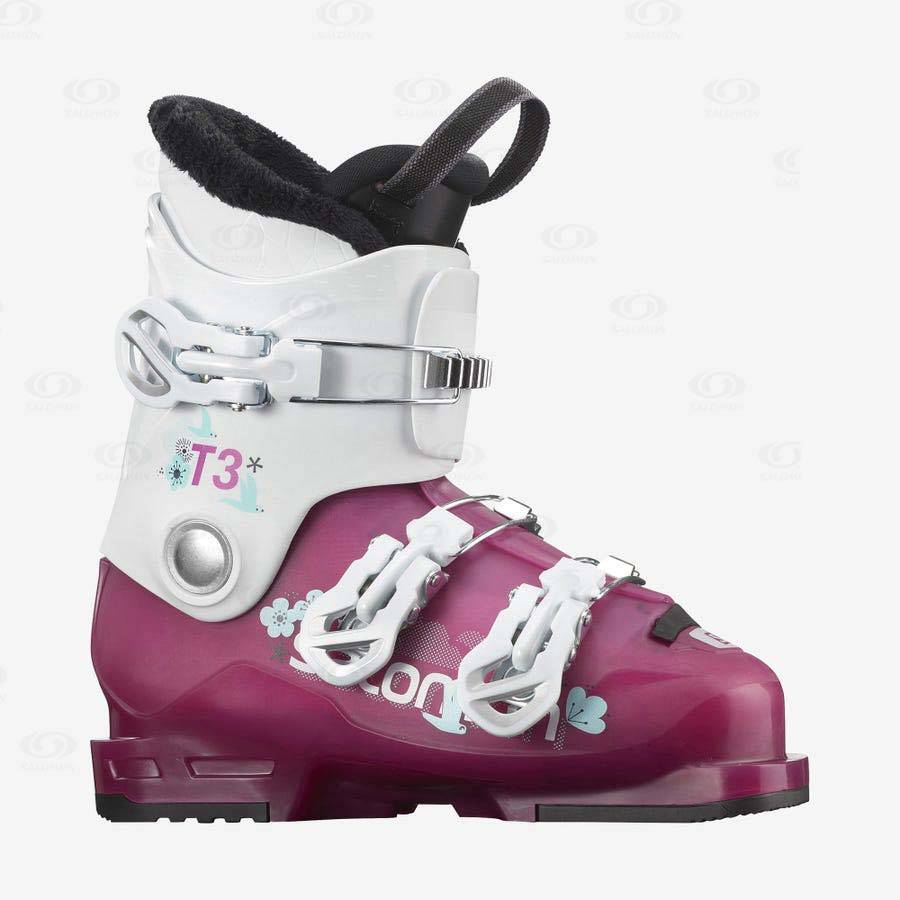 Purple / White Kids\' Salomon T3 RT GIRLY Ski Boots | USA-S2059