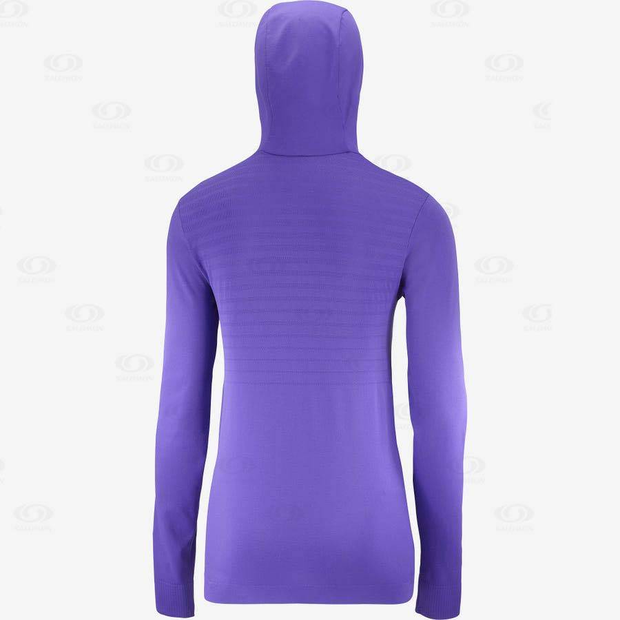 Purple Women's Salomon ESSENTIAL SEAMLESS Hoodie | USA-O2589