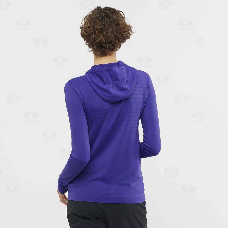 Purple Women's Salomon ESSENTIAL SEAMLESS Hoodie | USA-O2589