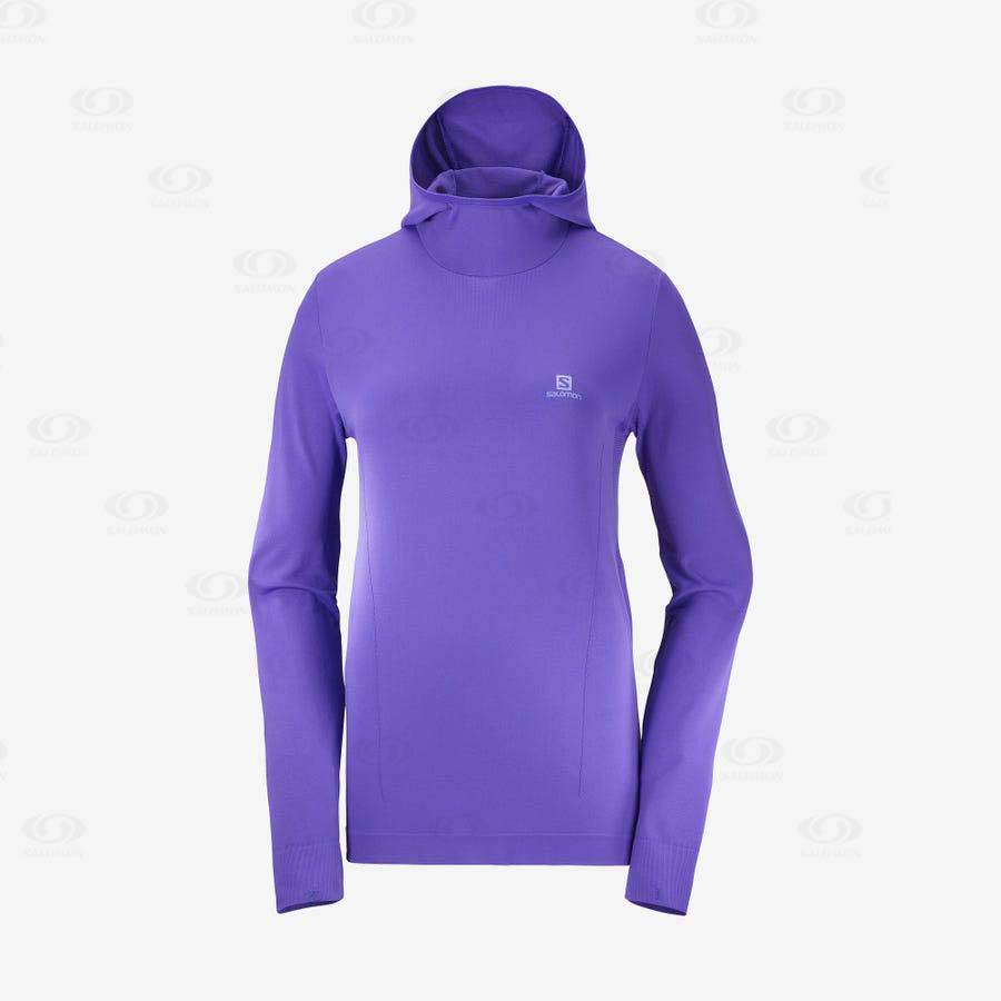 Purple Women\'s Salomon ESSENTIAL SEAMLESS Hoodie | USA-O2589