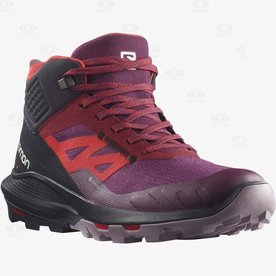 Purple Women's Salomon OUTPULSE MID GORE-TEX Hiking Boots | USA-L2131