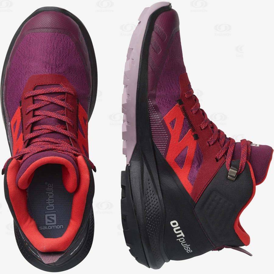 Purple Women's Salomon OUTPULSE MID GORE-TEX Waterproof Shoes | USA-O1194