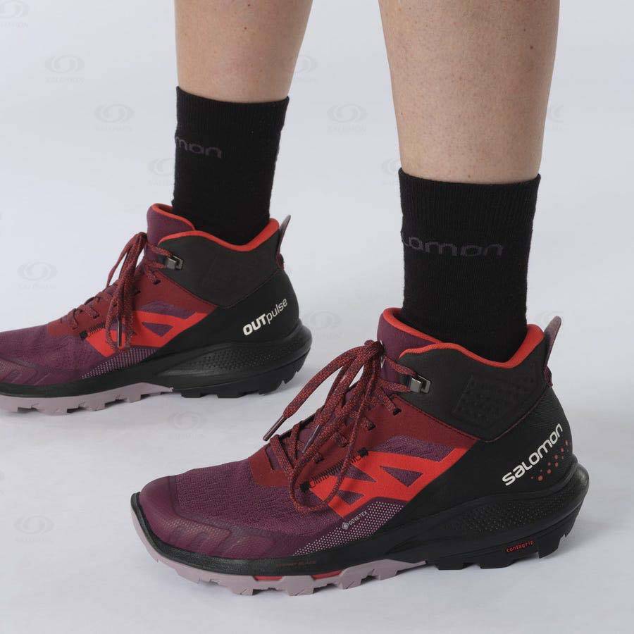 Purple Women's Salomon OUTPULSE MID GORE-TEX Waterproof Shoes | USA-O1194