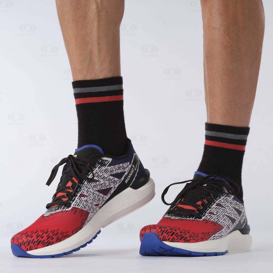 Red / Blue Men's Salomon SONIC 5 BALANCE Running Shoes | USA-S1863