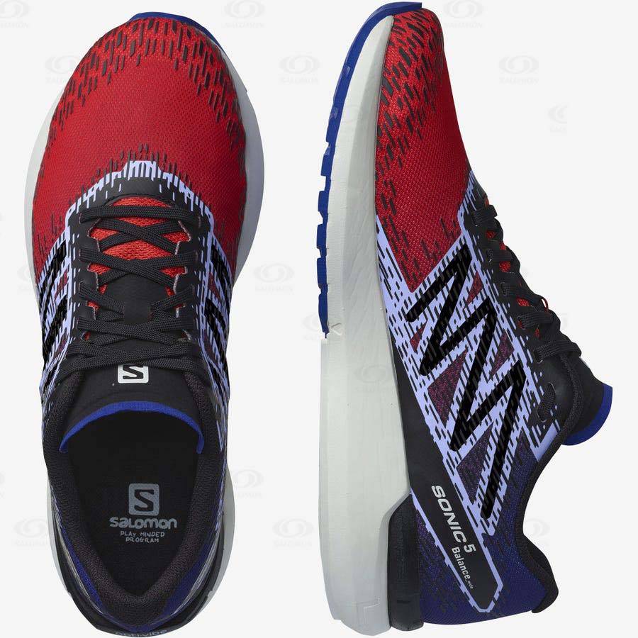 Red / Blue Men's Salomon SONIC 5 BALANCE Running Shoes | USA-S1863