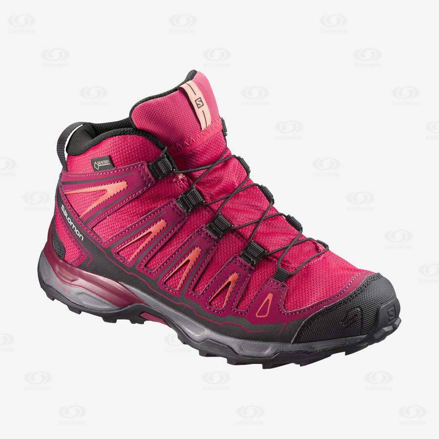 Red Kids\' Salomon X-ULTRA MID GORE-TEX Hiking Shoes | USA-M2014