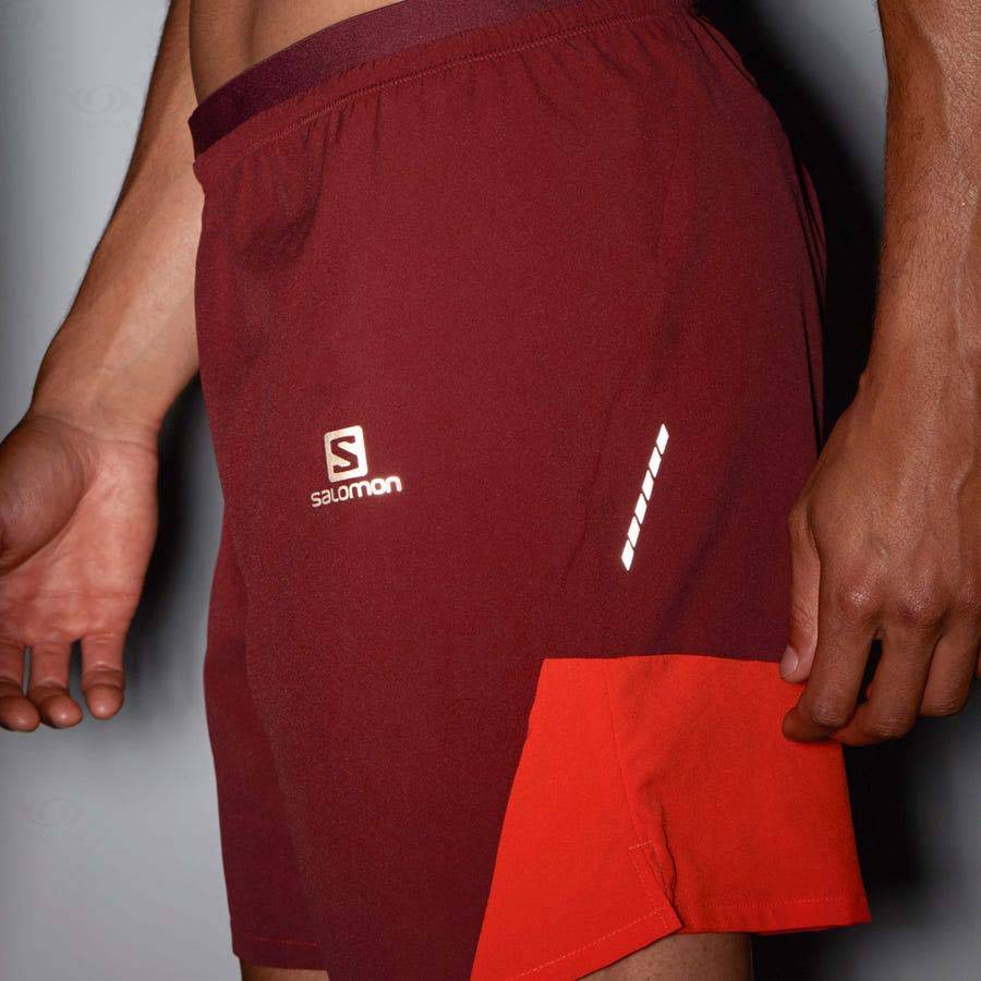 Red Men's Salomon CROSS 7'' NO LINER Shorts | USA-L1802