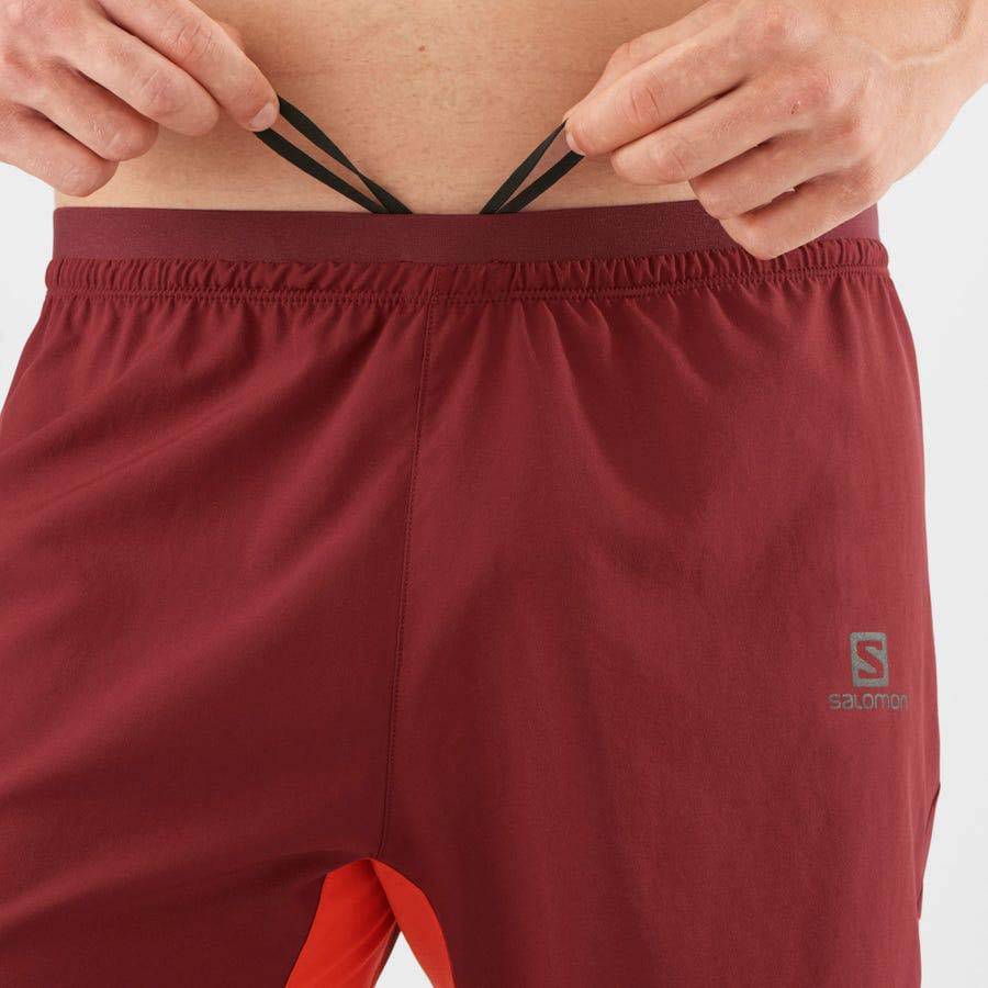 Red Men's Salomon CROSS 7'' NO LINER Shorts | USA-L1802