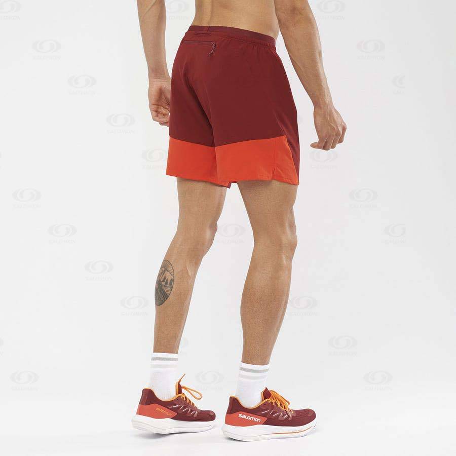 Red Men's Salomon CROSS 7'' NO LINER Shorts | USA-L1802