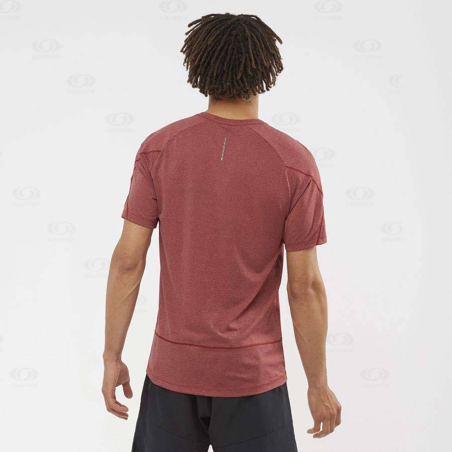 Red Men's Salomon CROSS RUN GRAPHIC T Shirts | USA-O1259