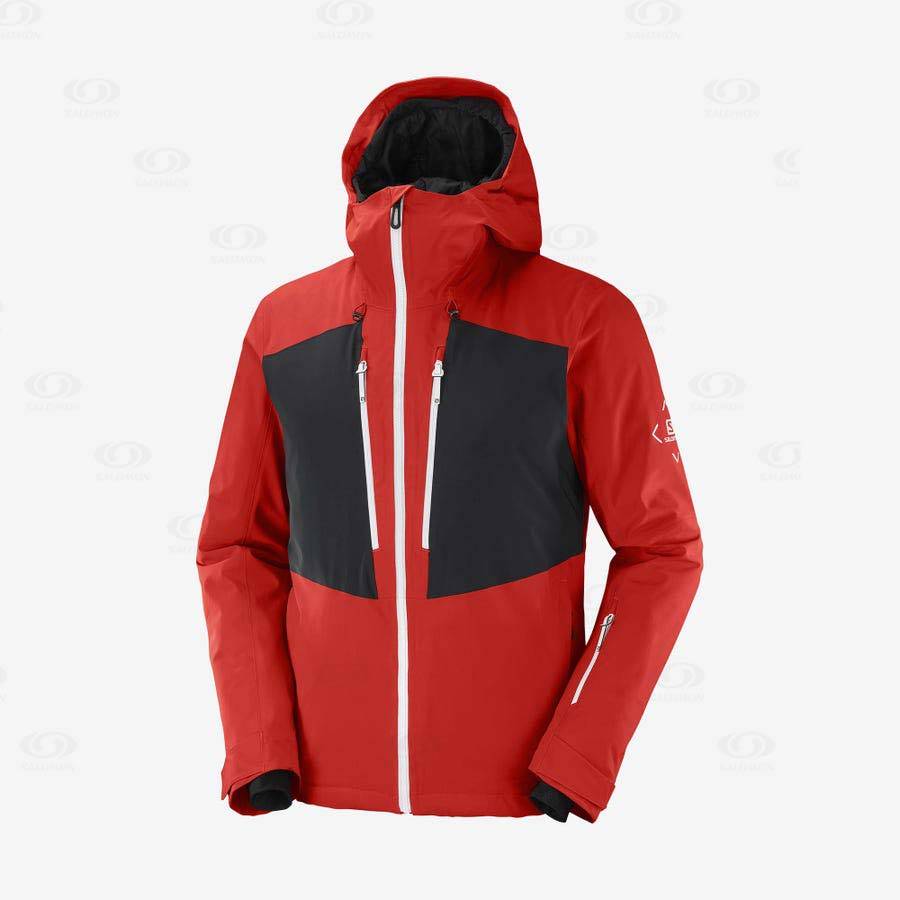 Red Men\'s Salomon HIGHLAND Ski Jackets | USA-M1160