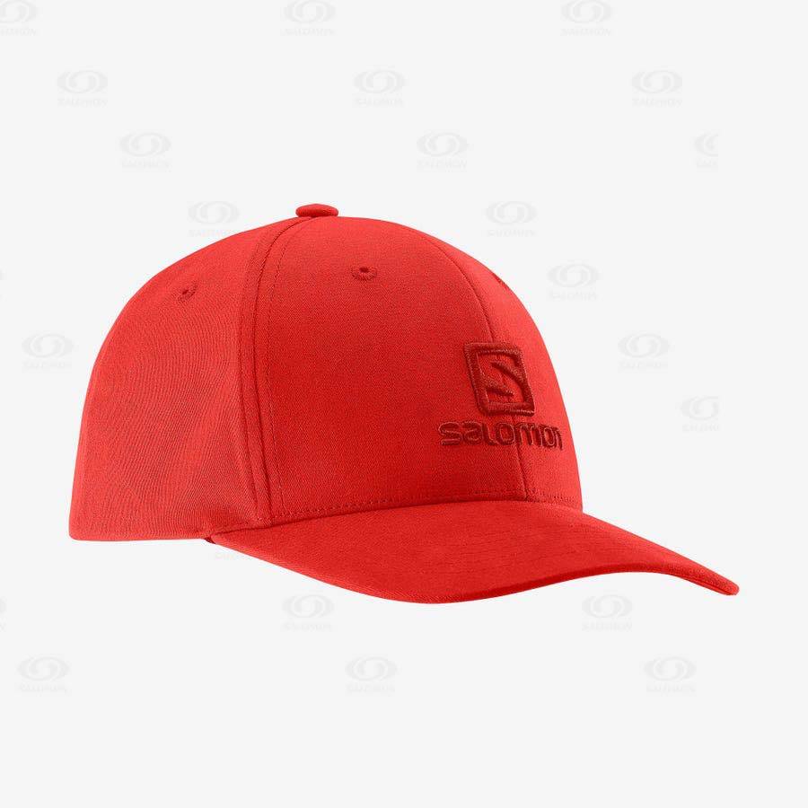 Red Men\'s Salomon LOGO Hats | USA-S2178