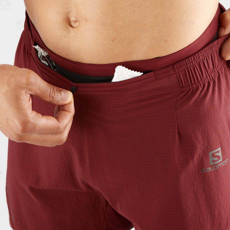 Red Men's Salomon SENSE AERO 5'' Shorts | USA-A2592