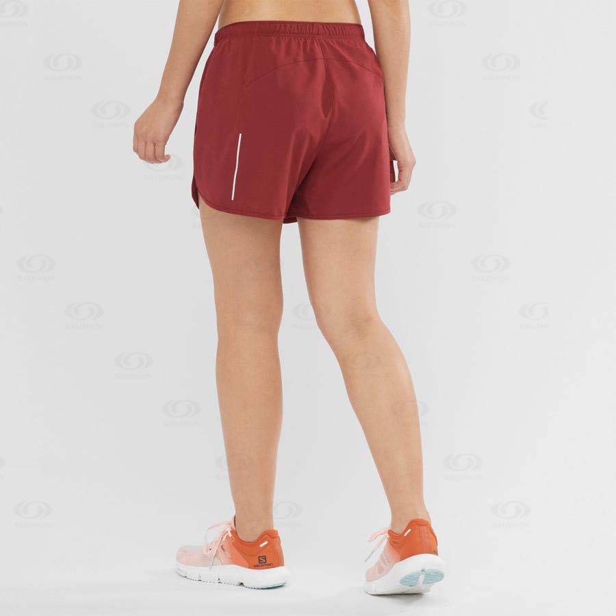 Red Women's Salomon AGILE Shorts | USA-S2220