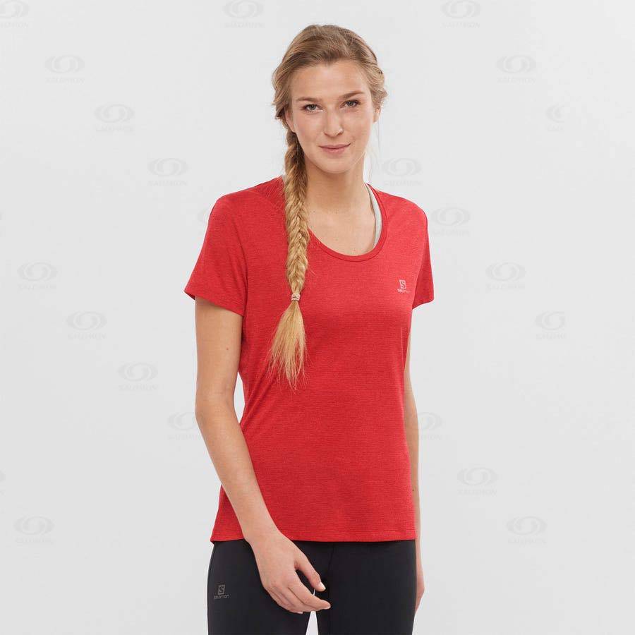 Red Women's Salomon AGILE T Shirts | USA-wL1277