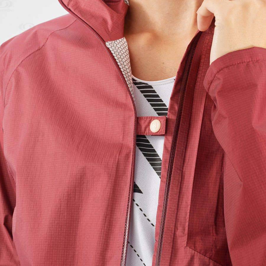 Red Women's Salomon BONATTI WATERPROOF Waterproof Jackets | USA-O1217