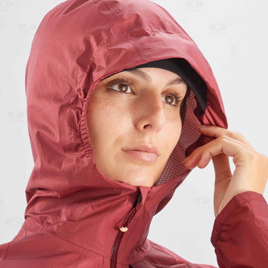 Red Women's Salomon BONATTI WATERPROOF Waterproof Jackets | USA-O1217