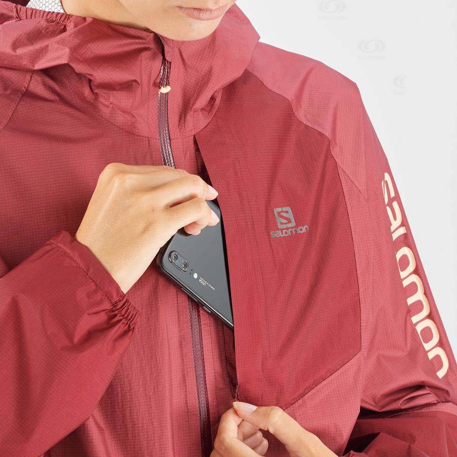 Red Women's Salomon BONATTI WATERPROOF Waterproof Jackets | USA-O1217