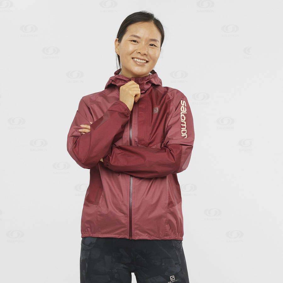 Red Women's Salomon BONATTI WATERPROOF Waterproof Jackets | USA-O1217