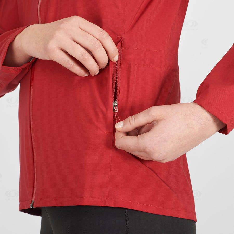 Red Women's Salomon BONATTI WATERPROOF Waterproof Jackets | USA-W2200