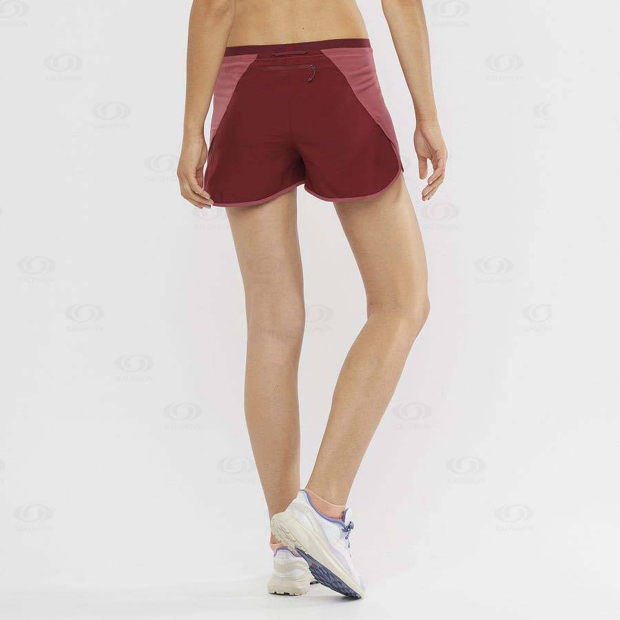 Red Women's Salomon CROSS 3'' Shorts | USA-M1132