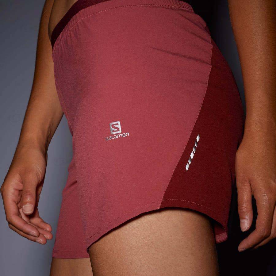 Red Women's Salomon CROSS 5'' Shorts | USA-N2401