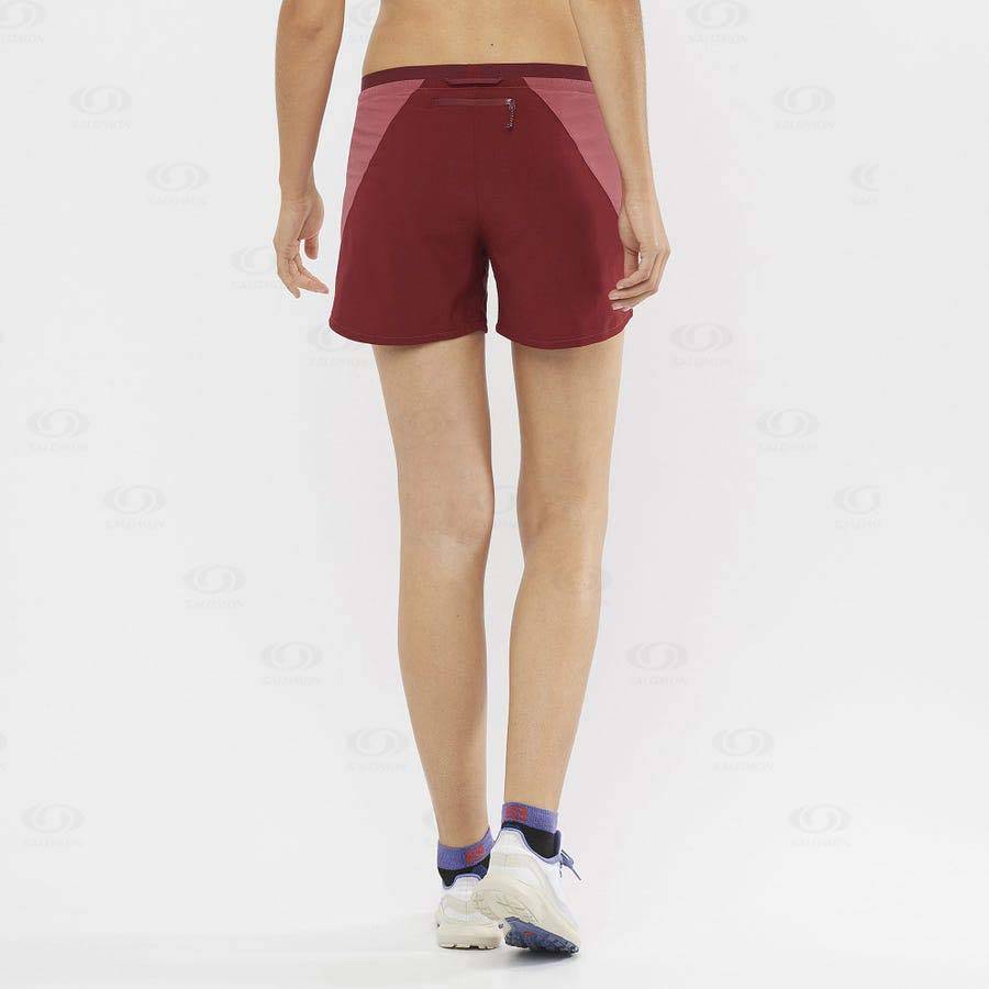 Red Women's Salomon CROSS 5'' Shorts | USA-N2401