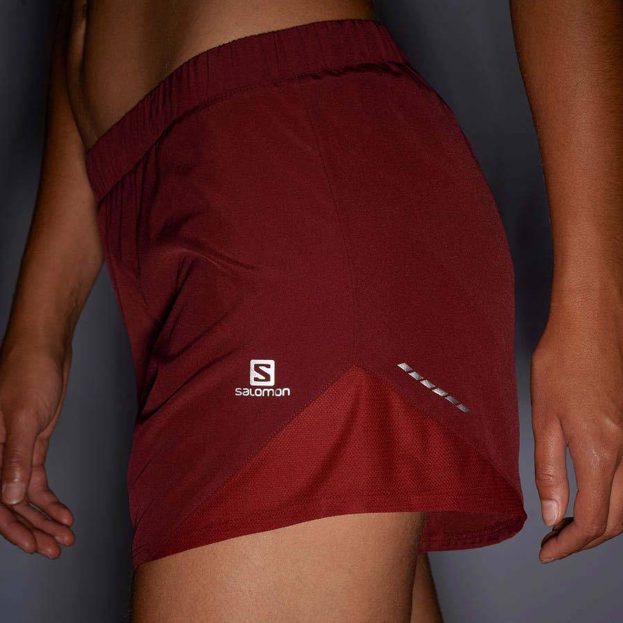 Red Women's Salomon CROSS REBEL 4'' Shorts | USA-S1422